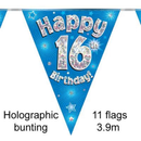 Party Bunting Happy 16th Birthday Blue - Tiger Feet Ireland