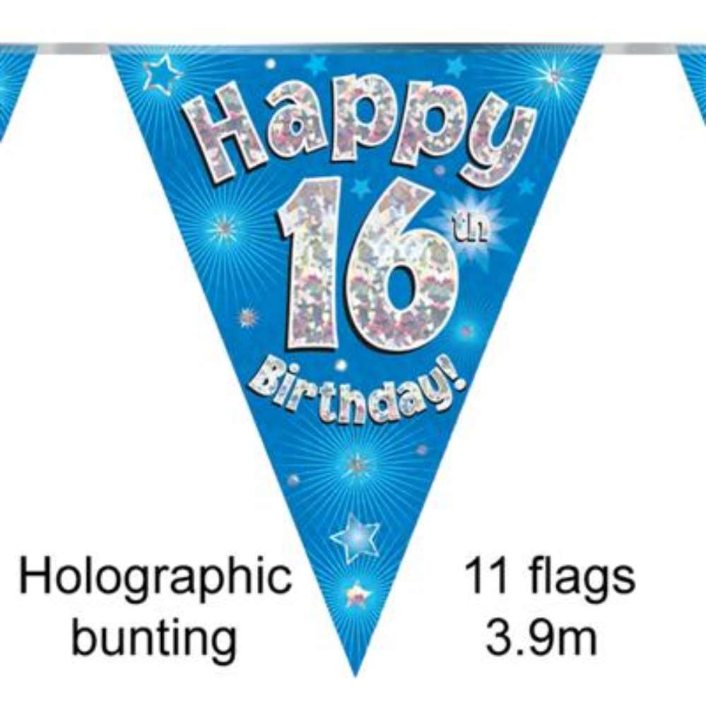 Party Bunting Happy 16th Birthday Blue - Tiger Feet Ireland