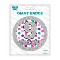 6pk Big Badges Birthday Age 9 - Tiger Feet Ireland