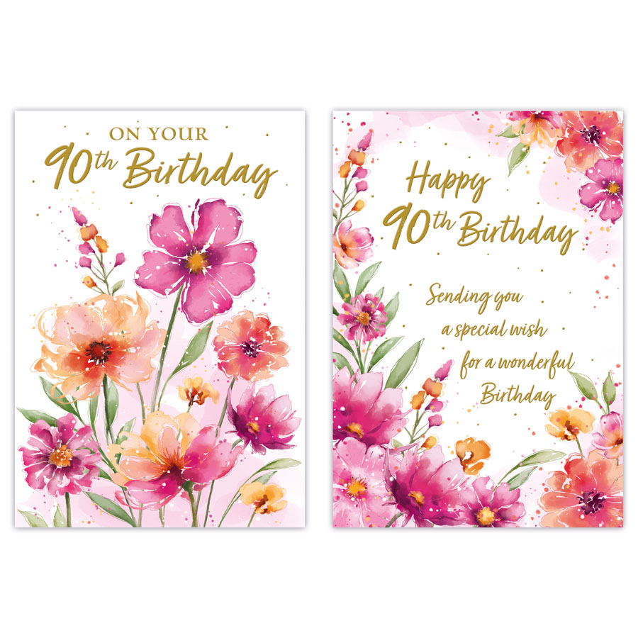 12pk Cards C50 Birthday Age 90 - Tiger Feet Ireland