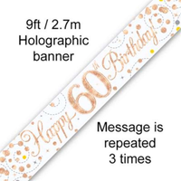 9ft Banner Sparkling Birthday 60th - Tiger Feet Ireland