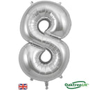 Foil Balloon 34" Big Number Silver - Tiger Feet Ireland