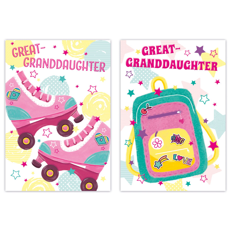 12pk Cards C50 Birthday Great-Granddaughter - Tiger Feet Ireland