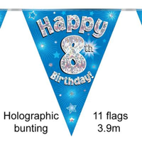 Party Bunting Happy 8th Birthday Blue - Tiger Feet Ireland