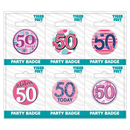6pk Small Badges Birthday Age 50 - Tiger Feet Ireland