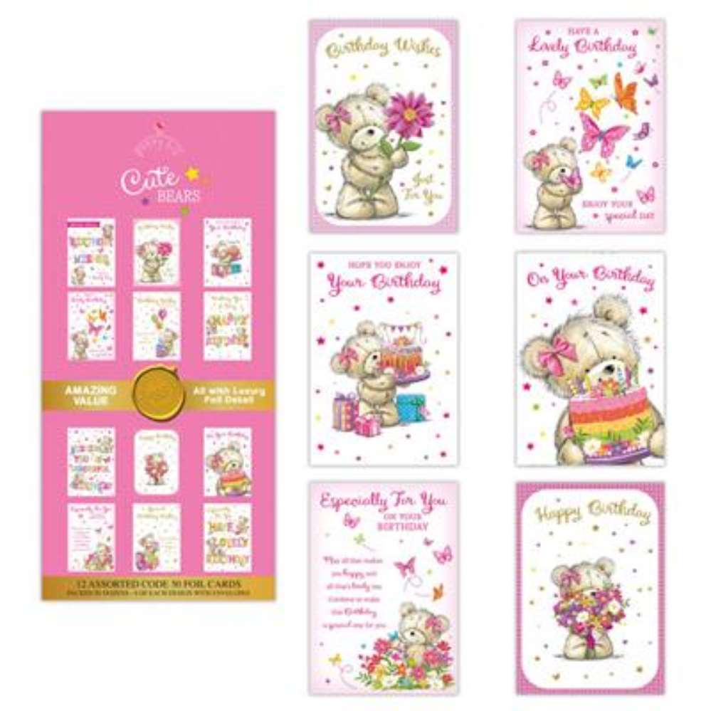 144pk (12x12) Assorted Cards C50 Birthday - Tiger Feet Ireland
