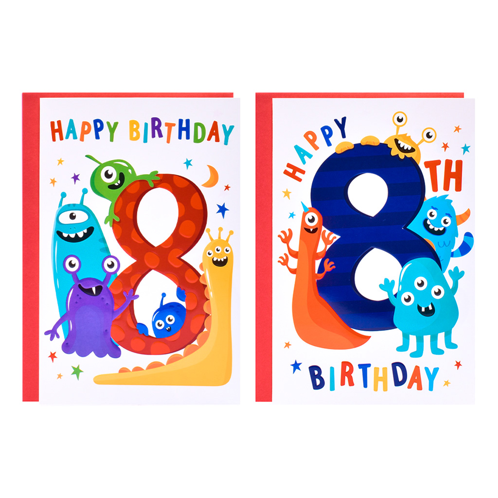 12pk Cards C50 Birthday Age 8 - Tiger Feet Ireland