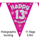 Party Bunting Happy 13th Birthday Pink - Tiger Feet Ireland