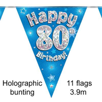 Party Bunting Happy 80th Bday Blue Holo 11 - Tiger Feet Ireland