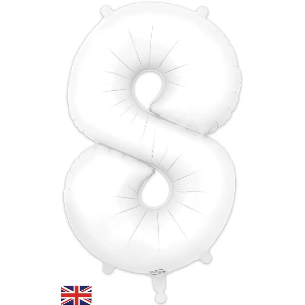 Foil Balloon 34" Big Number Matte White - Tiger Feet Ireland