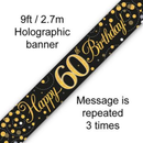 9ft Banner Spark Fizz 60th Blck & Gld Holo - Tiger Feet Ireland