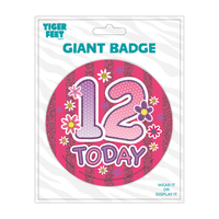 6pk Big Badges Birthday Age 12 - Tiger Feet Ireland
