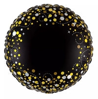 Foil Balloon 18" Sparkle Fizz Black Gold Birthday - Tiger Feet Ireland
