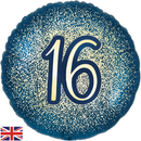 Foil Balloon 18" Round Metallic Glitter Age 16 - Tiger Feet Ireland