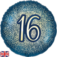 Foil Balloon 18" Round Metallic Glitter Age 16 - Tiger Feet Ireland