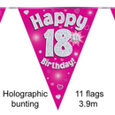 Party Bunting Happy 18th Birthday Pink - Tiger Feet Ireland