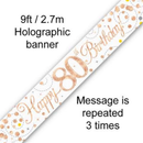 9ft Banner Sparkling Birthday 80th - Tiger Feet Ireland