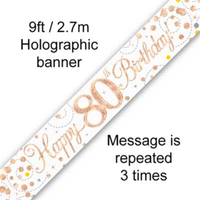 9ft Banner Sparkling Birthday 80th - Tiger Feet Ireland