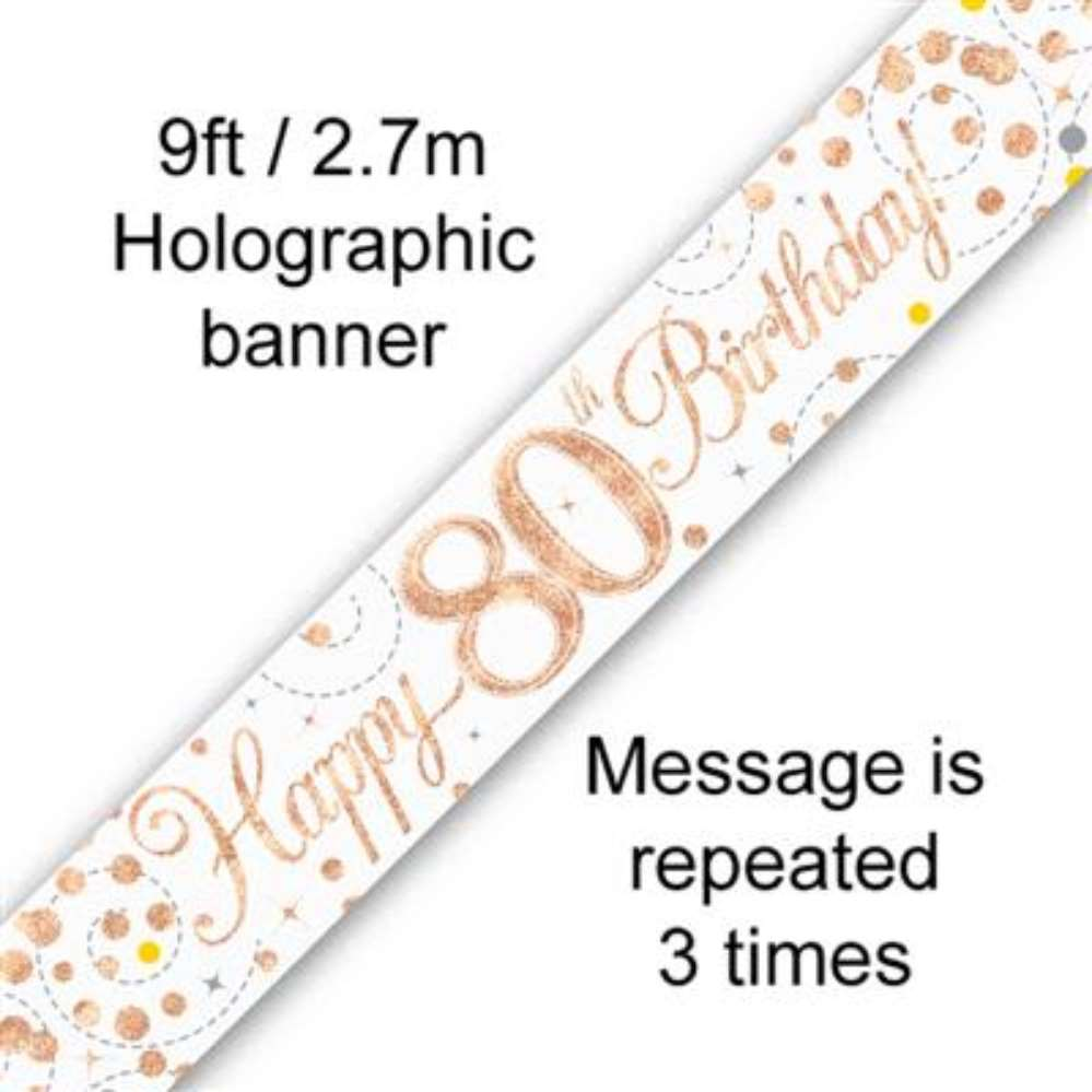9ft Banner Sparkling Birthday 80th - Tiger Feet Ireland