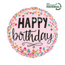 Foil Balloon 18" Round Pink Confetti Birthday - Tiger Feet Ireland
