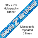 9ft Banner Happy 2nd Birthday Blue - Tiger Feet Ireland