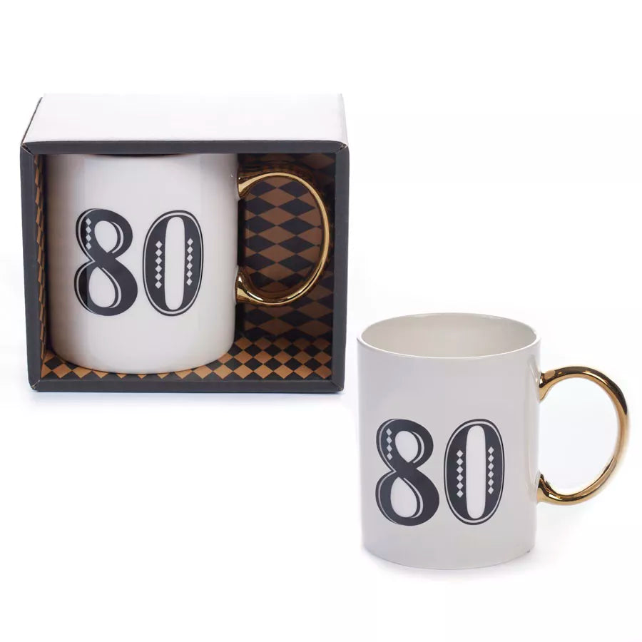 Age 80 Art Deco Mug - Tiger Feet Ireland
