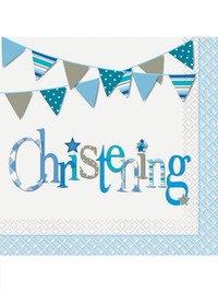 16ct Luncheon Napkins Blue Bunting Christening - Tiger Feet Ireland