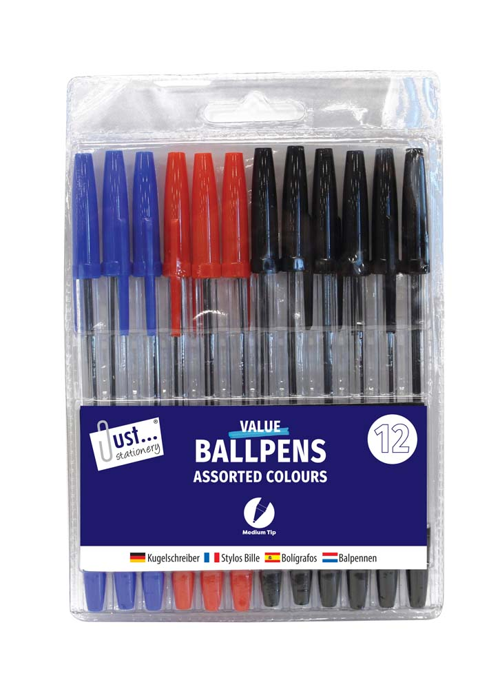 12 Pens Ballpoint Assorted - Tiger Feet Ireland