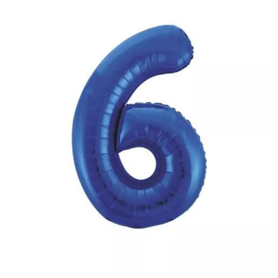 Unique Foil Balloon Blue Glitz 34" Number 6