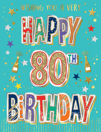 6pk Cards ED C50 Age 80 Text On Aqua - Tiger Feet Ireland