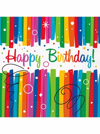 16ct Luncheon Napkins Happy Birthday Rainbow - Tiger Feet Ireland