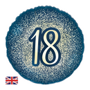 Foil Balloon 18" Round Metallic Glitter Age 18 - Tiger Feet Ireland