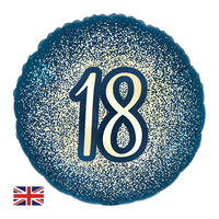 Foil Balloon 18" Round Metallic Glitter Age 18 - Tiger Feet Ireland